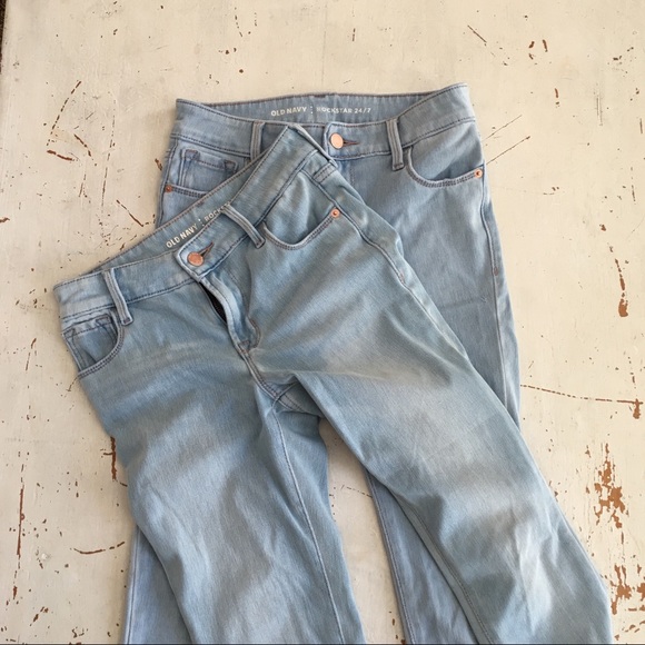Old Navy Rockstar 24/7 Jeans (2) LOT Sz 0 - Picture 3 of 5